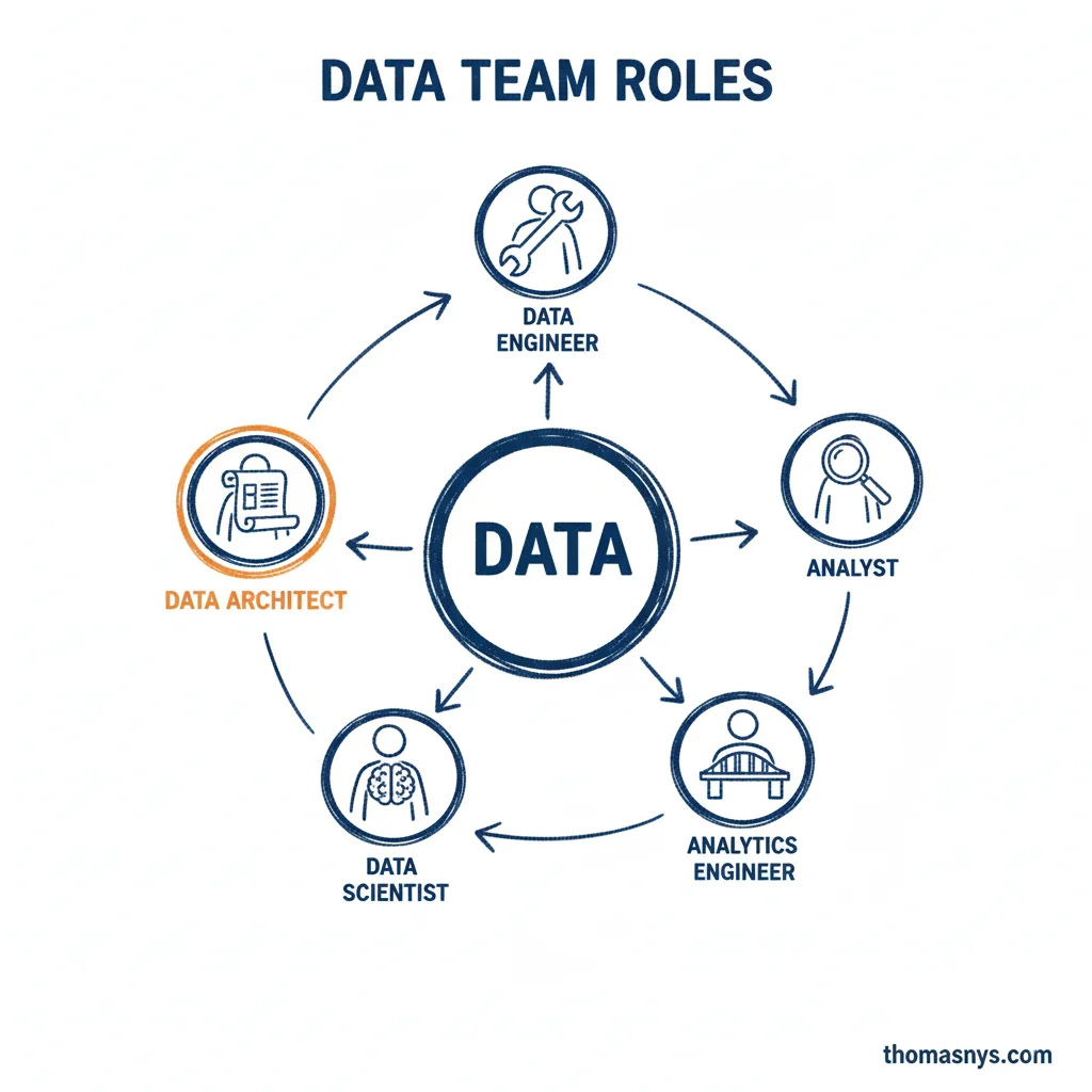 Data Team Roles - Engineer, Analyst, Scientist, Architect around Data