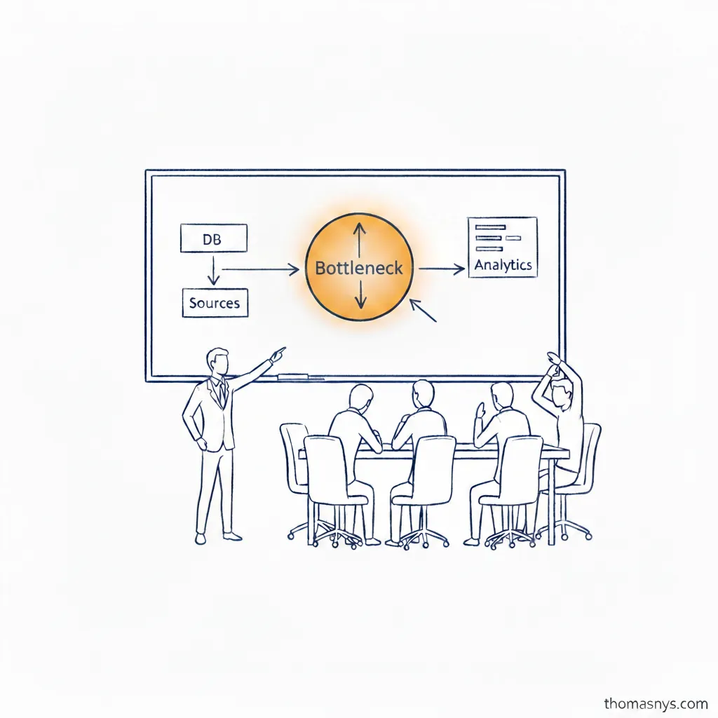 Data architect consultant reviewing platform architecture and making strategic recommendations