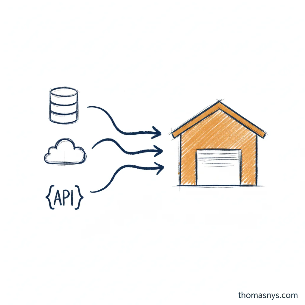 Data integration techniques showing ETL, ELT, CDC, and streaming methods