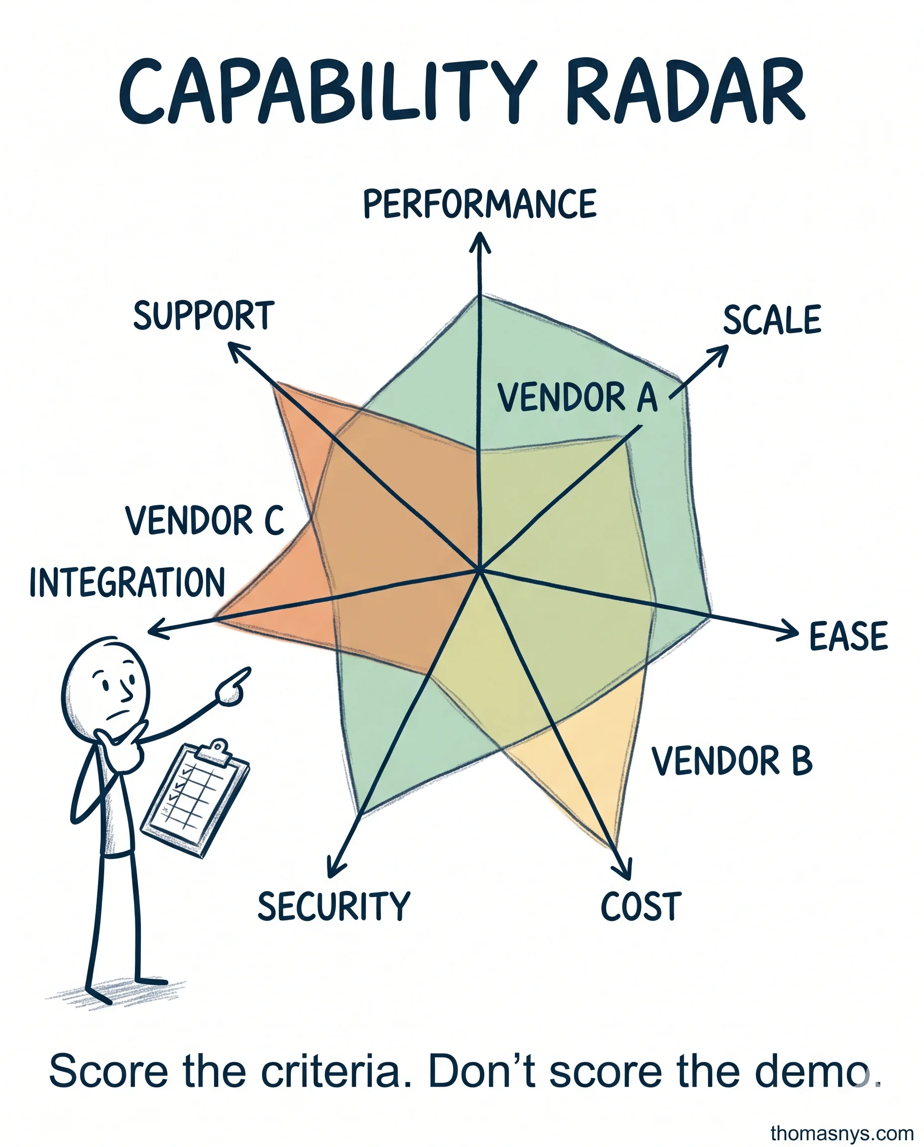 Choosing between 3 data platforms? Stop comparing demos. Here's the radar chart 
