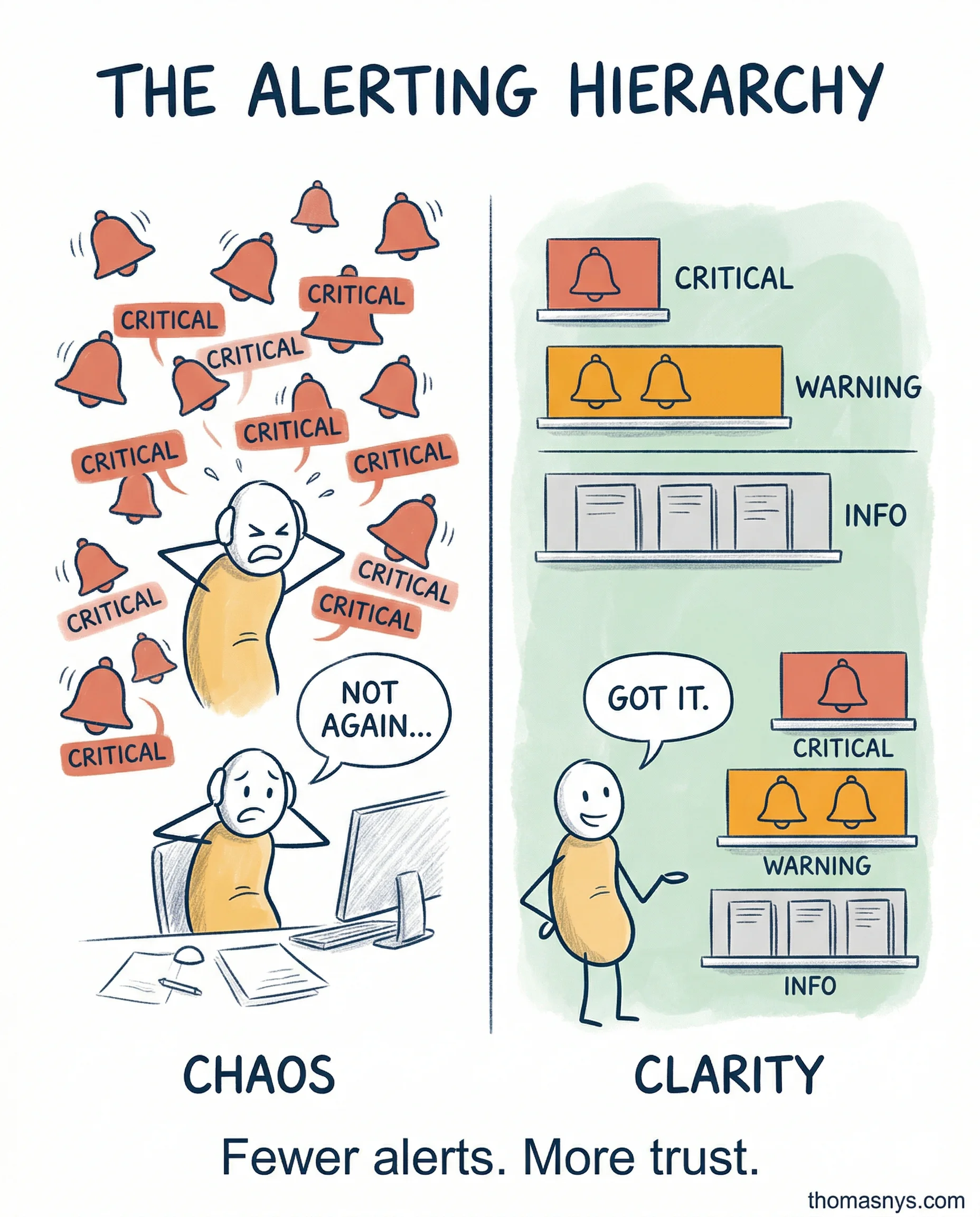 The Alerting Hierarchy (Critical, Warning, Info)