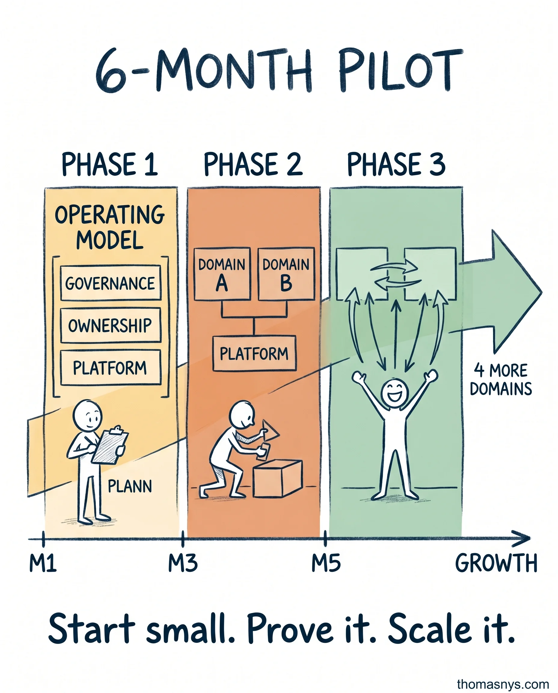 This company piloted Data Mesh with 2 domains in 6 months. Here's what worked (a