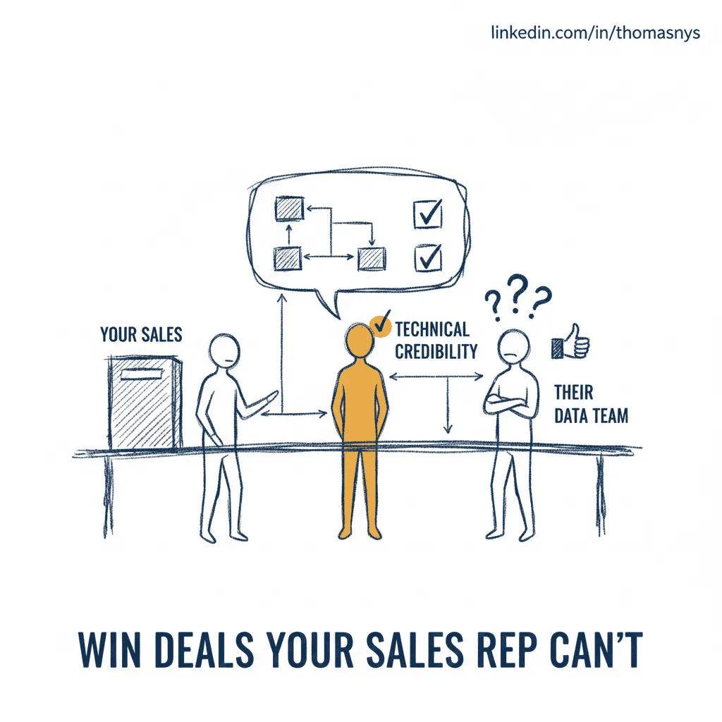 Technical pre-sales expert joining data product sales calls and demos