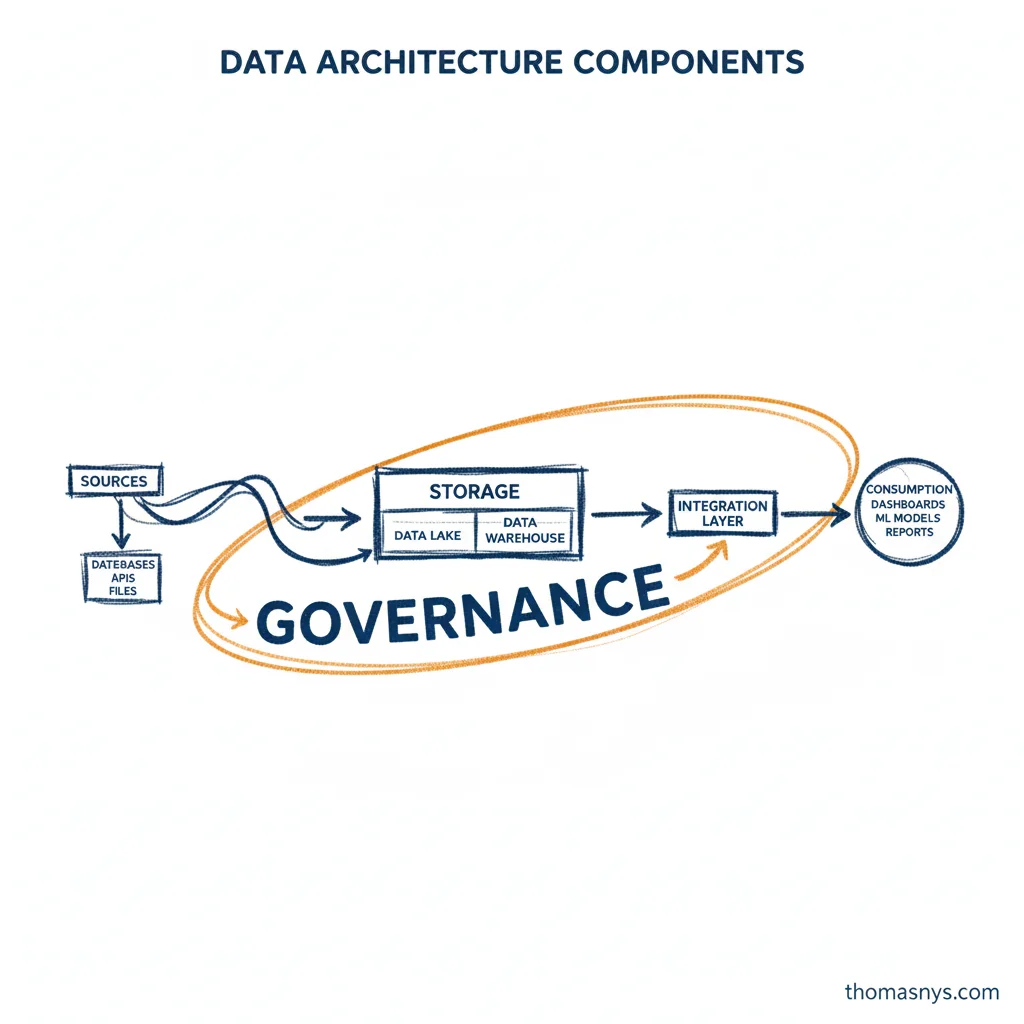 Data Architecture Components - Sources, Storage, Process, Use, and Governance