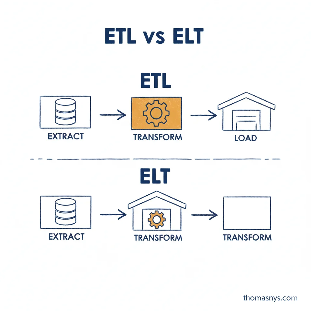 ETL vs ELT - Transform outside vs inside the warehouse